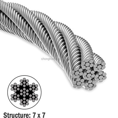 良い価格 鋼筋コア 7*19 SSケーブル AISI304 AISI316 鋼筋ケーブルロープ 8mm ステンレスケーブル Si 含有量 1.0% 7x19 ステンレス鋼筋ワイヤロープ オンライン