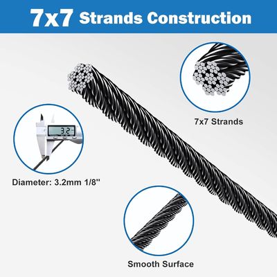 良い価格 ケーブルレイルキット ハードウェア T316 航空機ケーブル 7x7 ストランド 500ft 1/8 