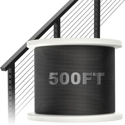 良い価格 3/16 ブラック T316 ステンレス鋼ワイヤーロープ 250 フィート 7x19 航空機ケーブル 3700 ポンド破断強度 ジップラインデッキ手すり用 オンライン